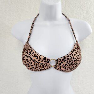Bikini Top Animal Print Cheetah Swim Bathing Suit Brown Black Women's Large